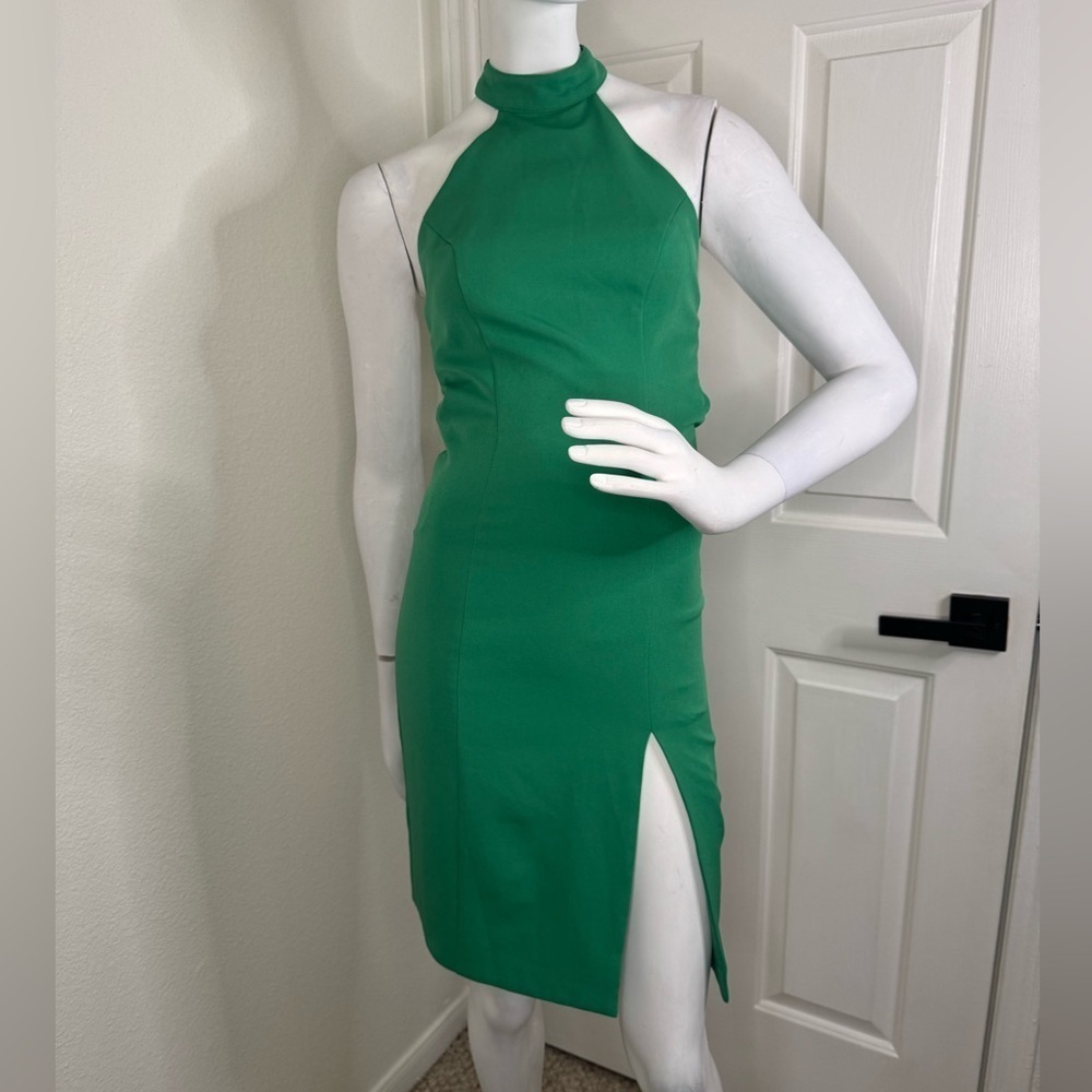 NBD Green Sheath Midi Dress with Halter Neckline Size XS I#52